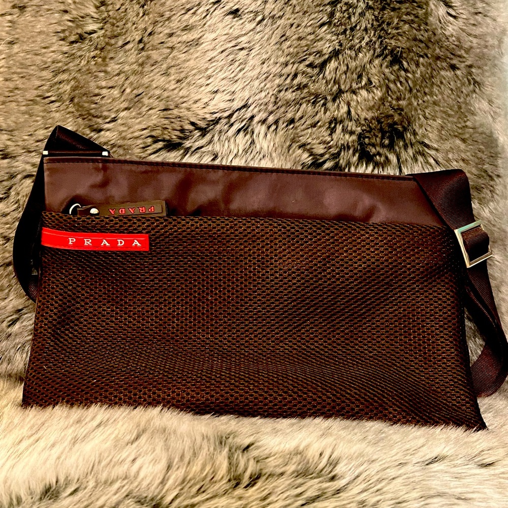 Prada Sport Brown Nylon and Mesh Adjustable Crossbody